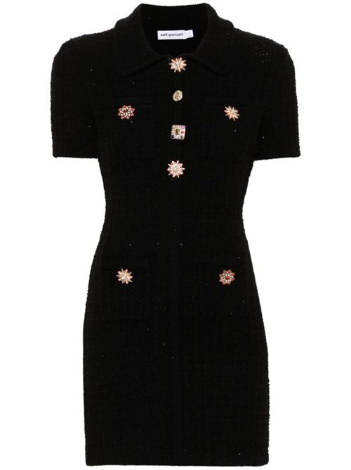 Minidress with jewel buttons SELF PORTRAIT | PF24041SBLACK